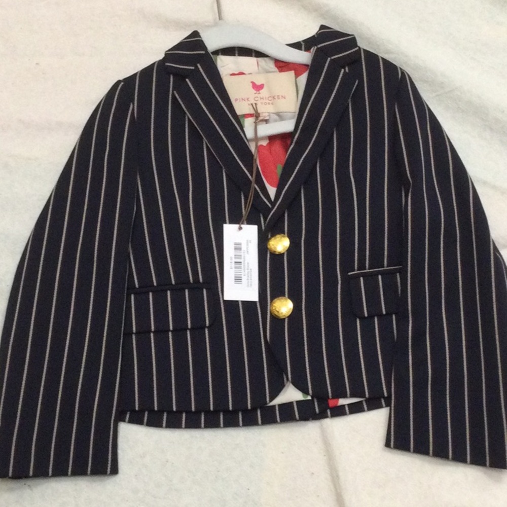 NWT Pink Chicken Bradley Blazer in Navy Pinstripe